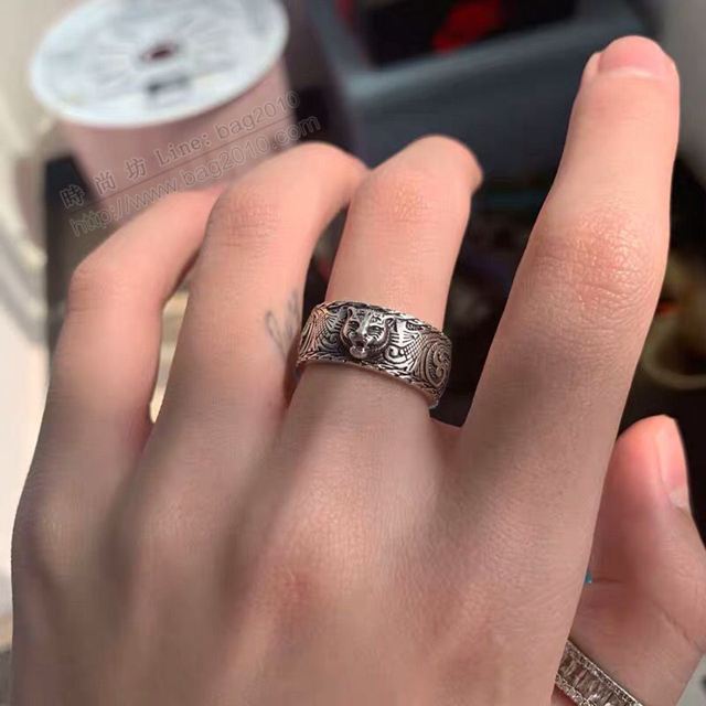 GUCCi飾品 古馳新款 925韓國霸氣虎頭時尚百搭情侶戒指 Gucci情侶戒指  zgbq1004